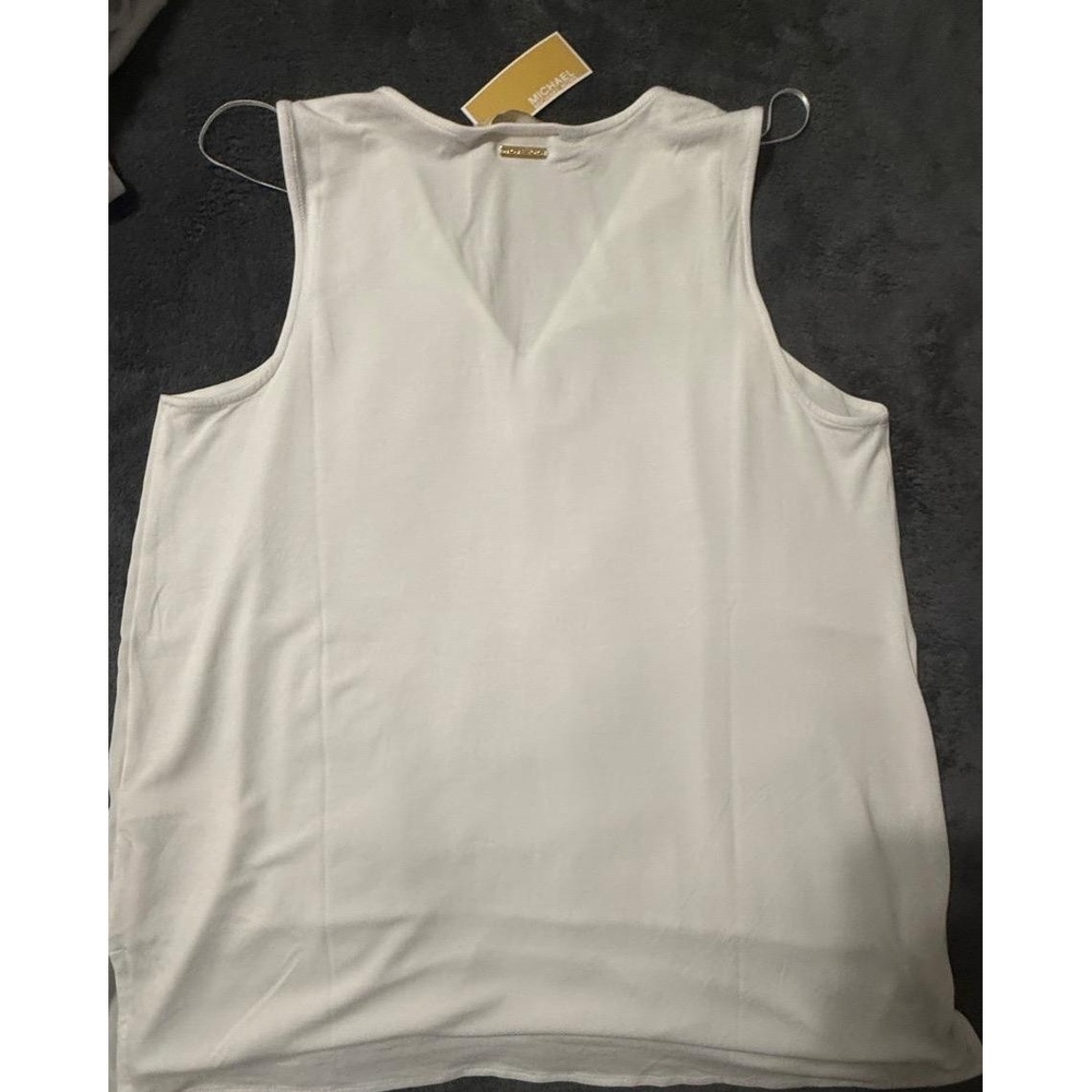 NWT MICHAEL KORS Womens Size L White Flowy Layered Side Slits Chic Casual Blouse - Picture 9 of 11